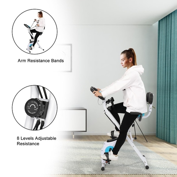 Folding Exercise Bike Indoor Cycling Bike for Home Gym Use White