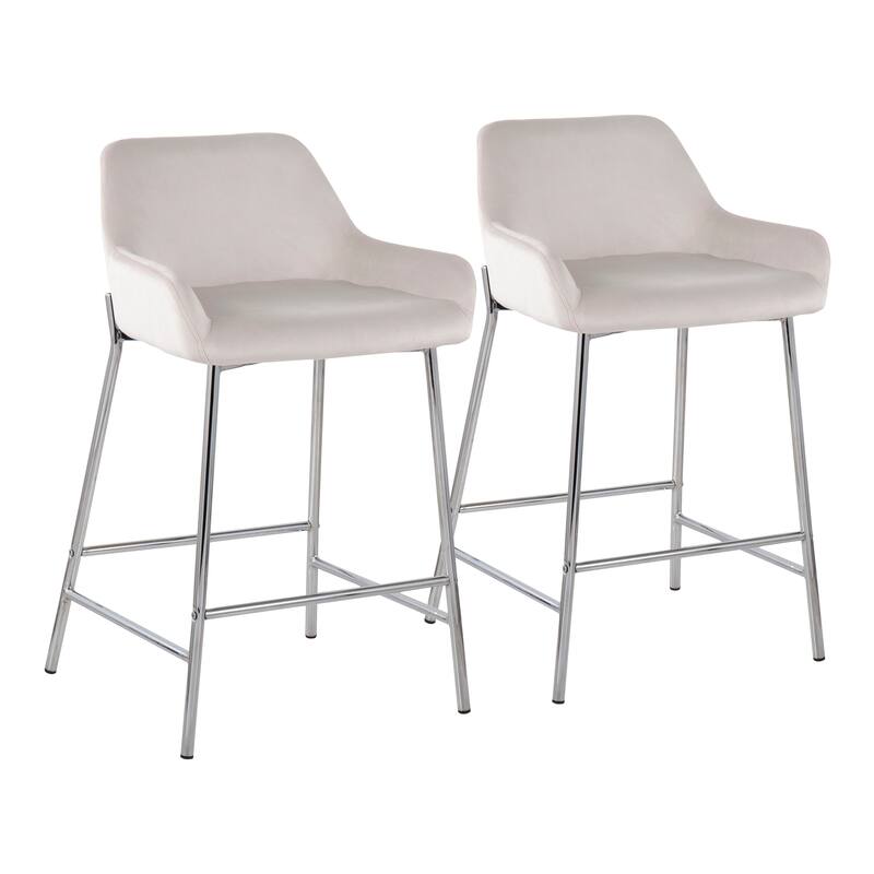 Silver Orchid Galotti Chrome Fixed-Height Upholstered Counter Stool - Set of 2