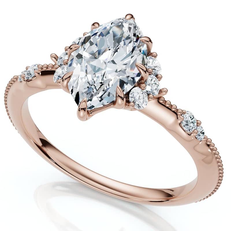 Bliss Diamond 1.20Ct Marquise Viviana Diamond Engagement Ring Gold Lab Grown EF/VS - 9 - Rose