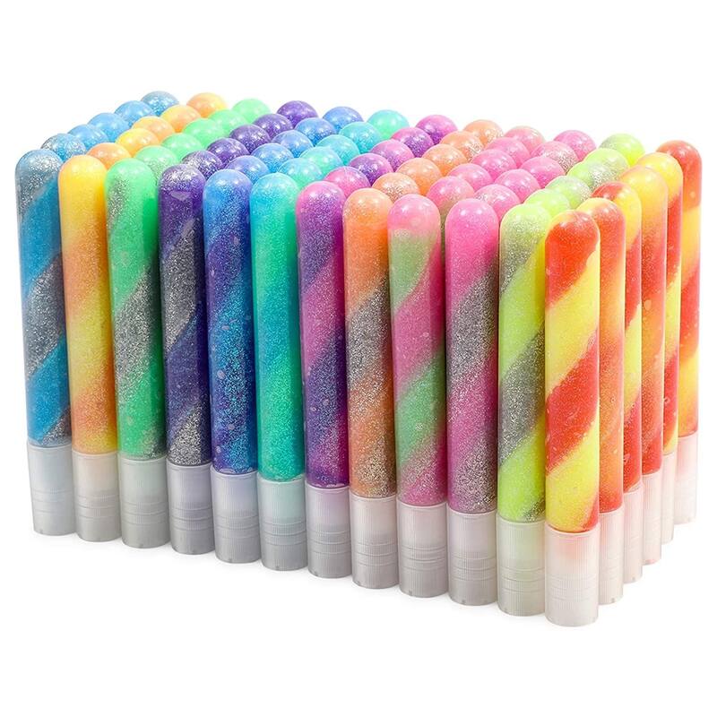 Bright Creations 72-Pack Art Glue with Glitter Gel Pens, 12 Rainbow Swirl Colors (0.35 Oz Each)