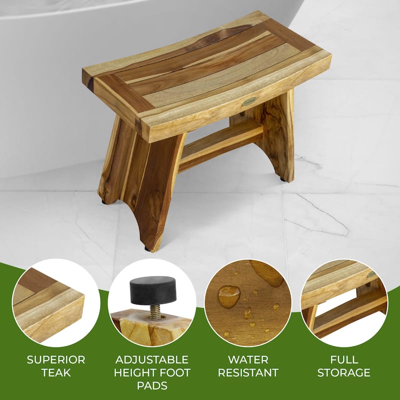 EcoDecors 24 inch, Teak Shower Bench, Teak Bench for Shower, Teak Bench, Shower Teak Bench, Teak Wood Shower Bench