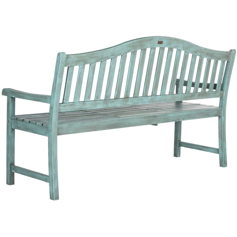 SAFAVIEH Outdoor Graciela Bench - 63Wx25Dx38H - Beach House Blu