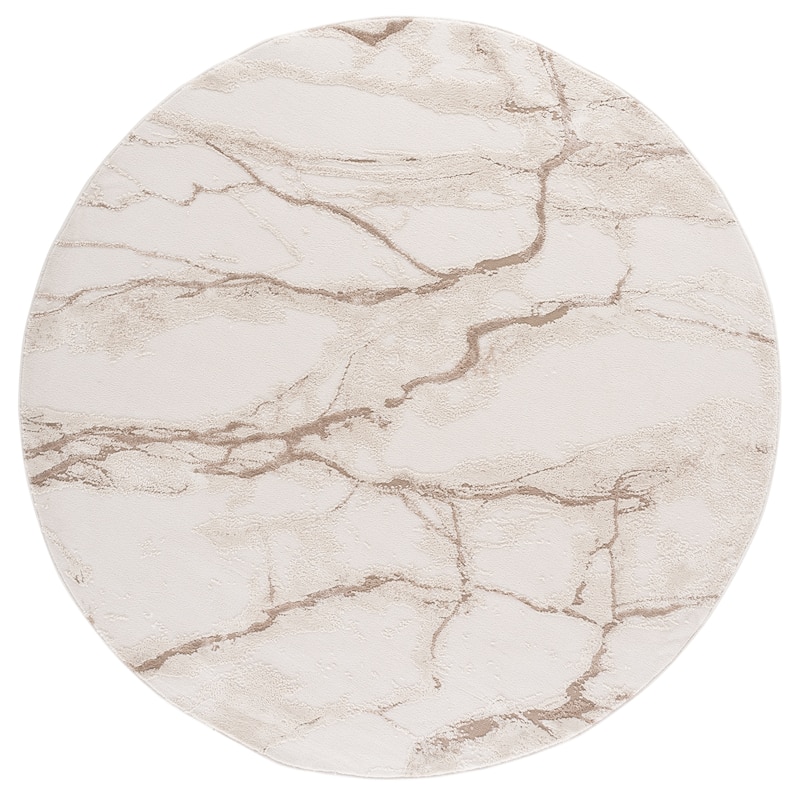 SAFAVIEH Sable Zenaida Modern Abstract Rug - 6'7" Round - Ivory/Beige