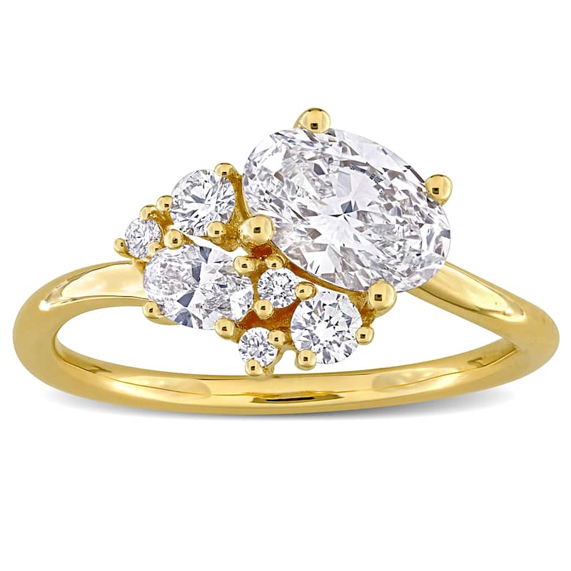 1 1/3ct TDW Oval-Cut Lab-Grown Diamond Ring in 14k Yellow Gold