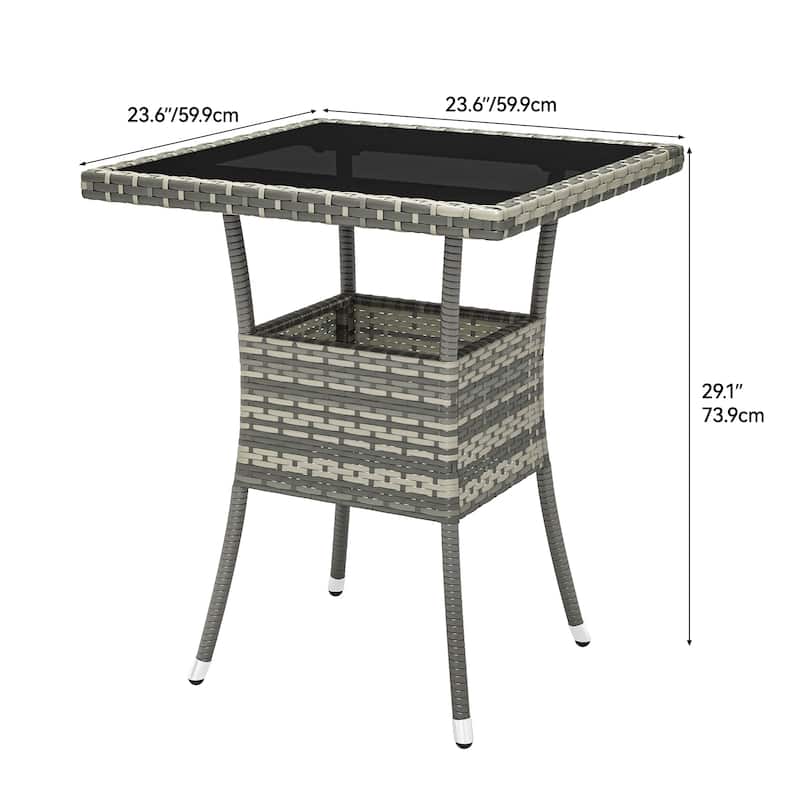 Outdoor Patio Wicker Table - 31.5" L x 31.5" W x 28.7" H