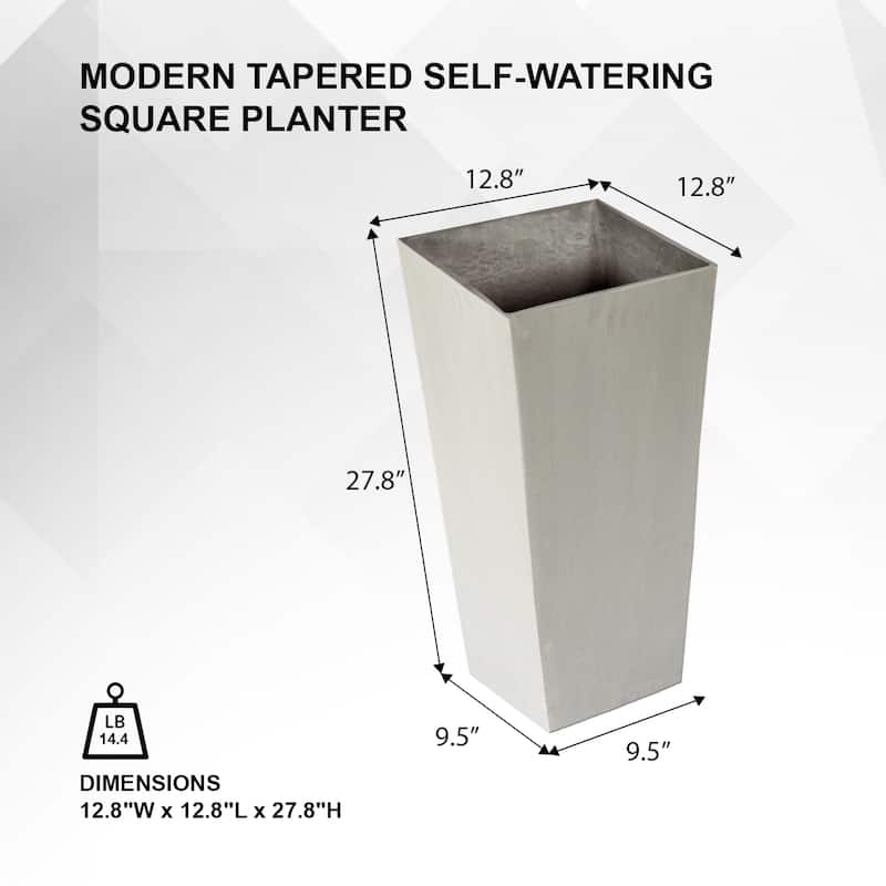 XBrand Modern 28-Inch Square Planter, Modern Tapered Planter Perfect for Indoor & Outdoor Planter, Patio Décor