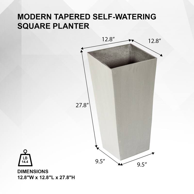 XBrand Modern Square Tapered Planter – 28" or 30" Tall, Indoor & Outdoor Use