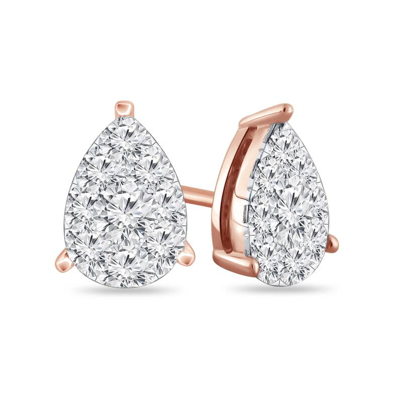 Auriya 14k Gold 1ctw Teardrop Pave Diamond Stud Earrings (H-I, I1-I2)