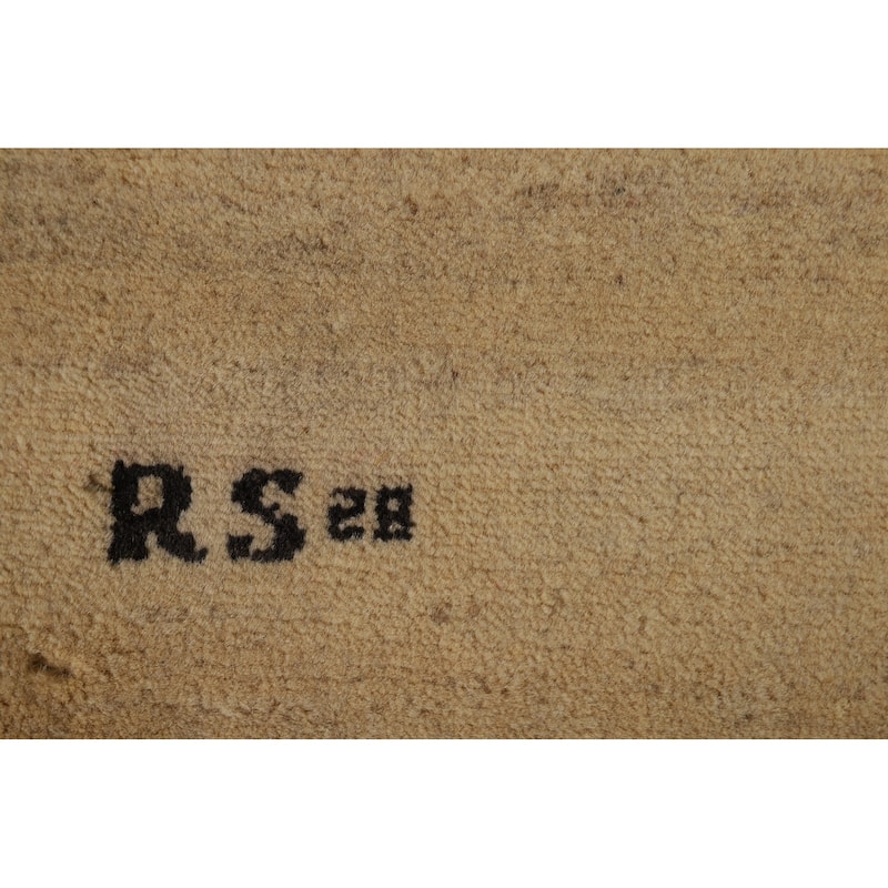 Modern Gabbeh Oriental Rug Handmade Beige Accent Wool Carpet - 2'9"x 4'2"