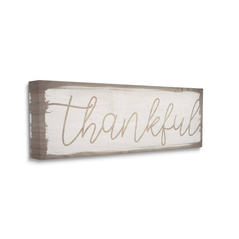 Stupell Playful Thankful Text Distressed Paint Pattern Canvas Wall Art - 13 x 30