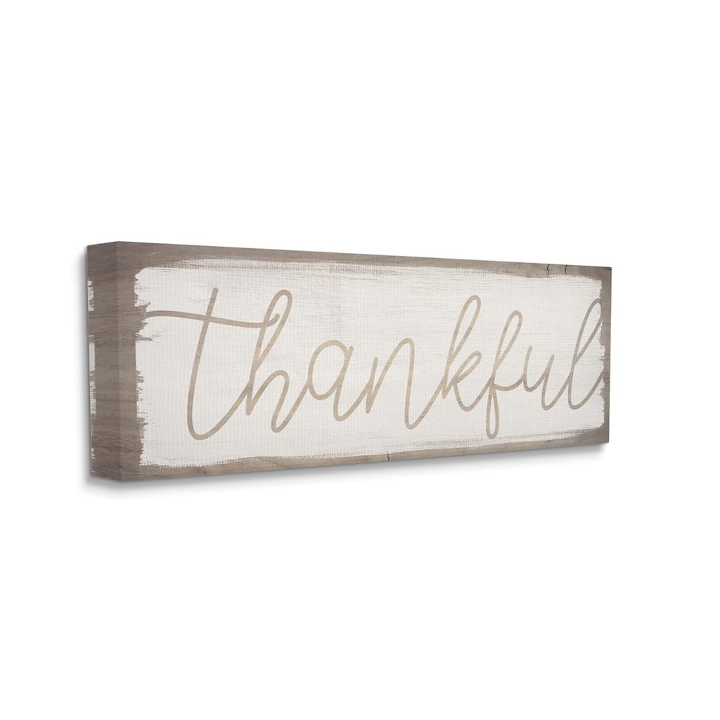 Stupell Playful Thankful Text Distressed Paint Pattern Canvas Wall Art