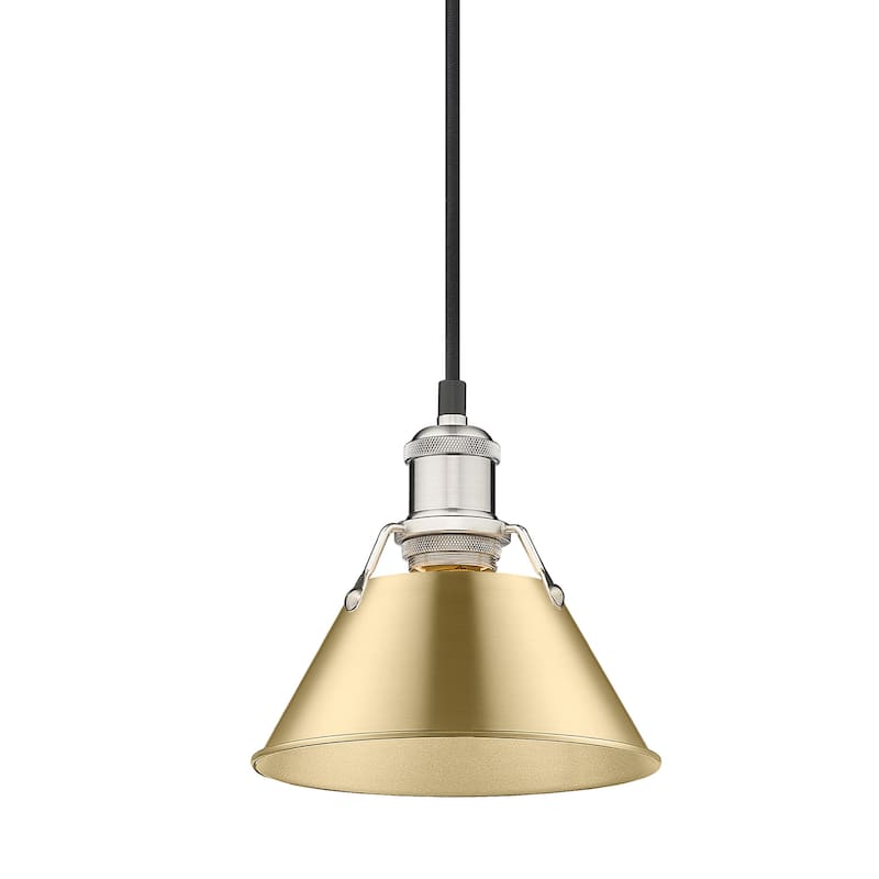 Yep by Golden Lighting Orwell 1-light 8in Pendant in Pewter and Brushed Champagne Brass shade - Silver