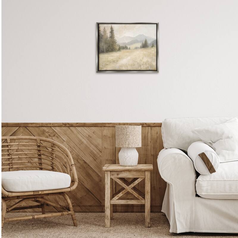 Stupell Fog on Mountain Valley Framed Floater Canvas Wall Art Design By Petal Prints Design