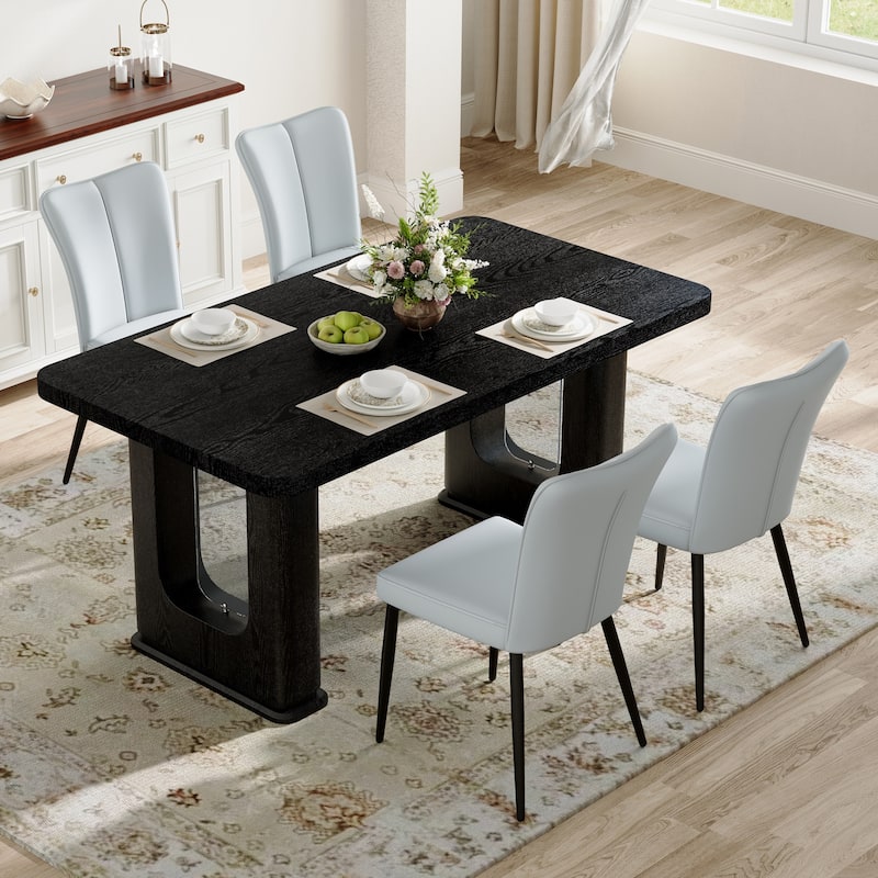 Dining Table Set for 4, Modern Dining Table and 4 Chairs Set, 5 Piece Kitchen Table and Chairs Set