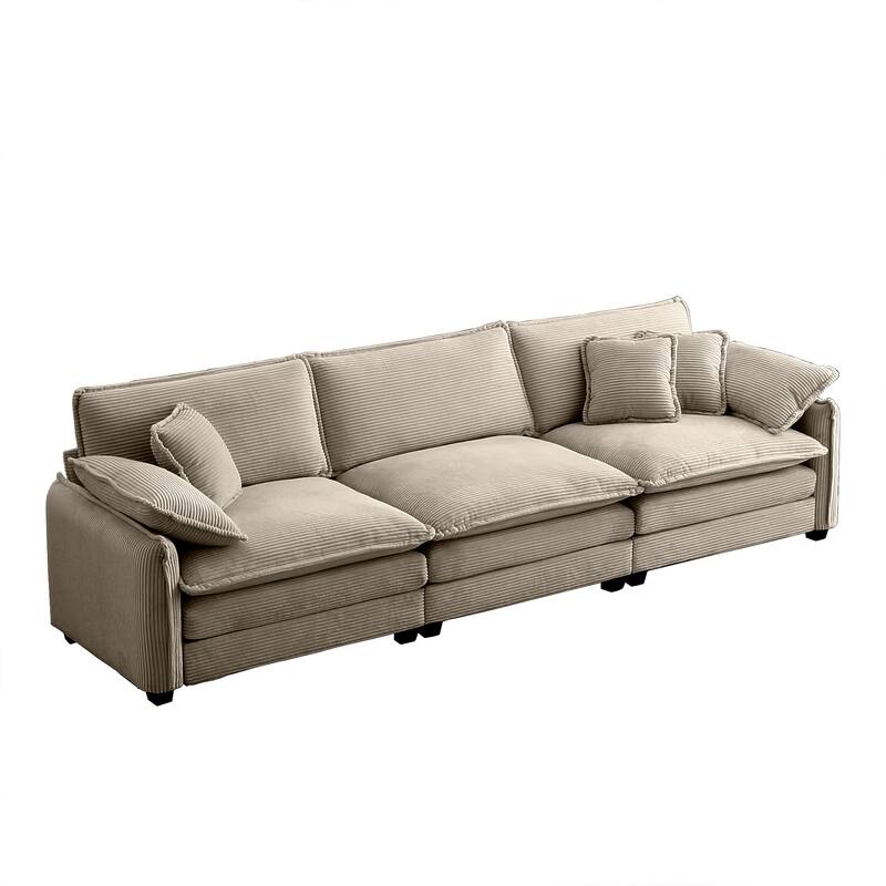 Modern Modular Sofa with 2 Arm Pillows and 3 Throw Pillows and Memory Foam Cushions for Living Room or Guest Room