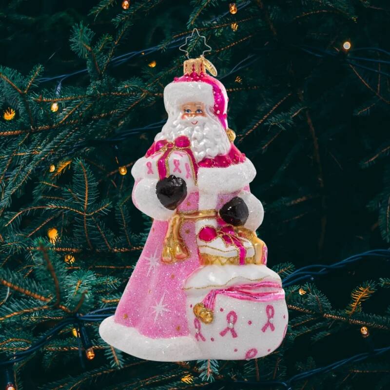 Sending Strength Santa Glass Christmas Ornament 1021135