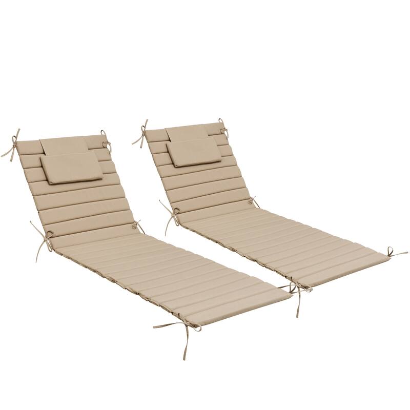 Pellebant Outdoor Chaise Lounge Cushions Patio Lounger Pad with Straps - 2PC-79.9'' - Beige