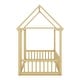 preview thumbnail 9 of 7, Stylistic Elements Twin Size Floor Wooden Kids Bed with House Roof Frame and Safety Guardrails, Natural