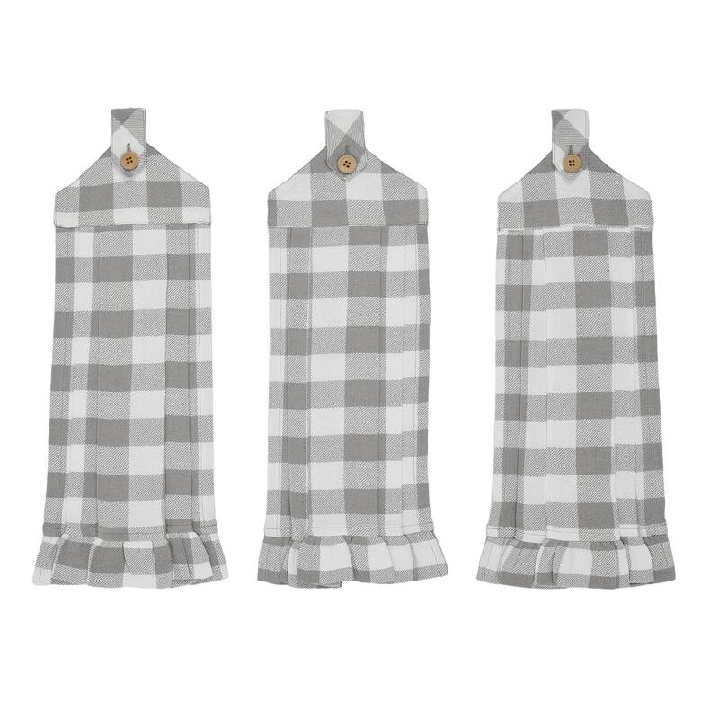 Annie Buffalo Check Black Button Loop Tea Towel Set of 3