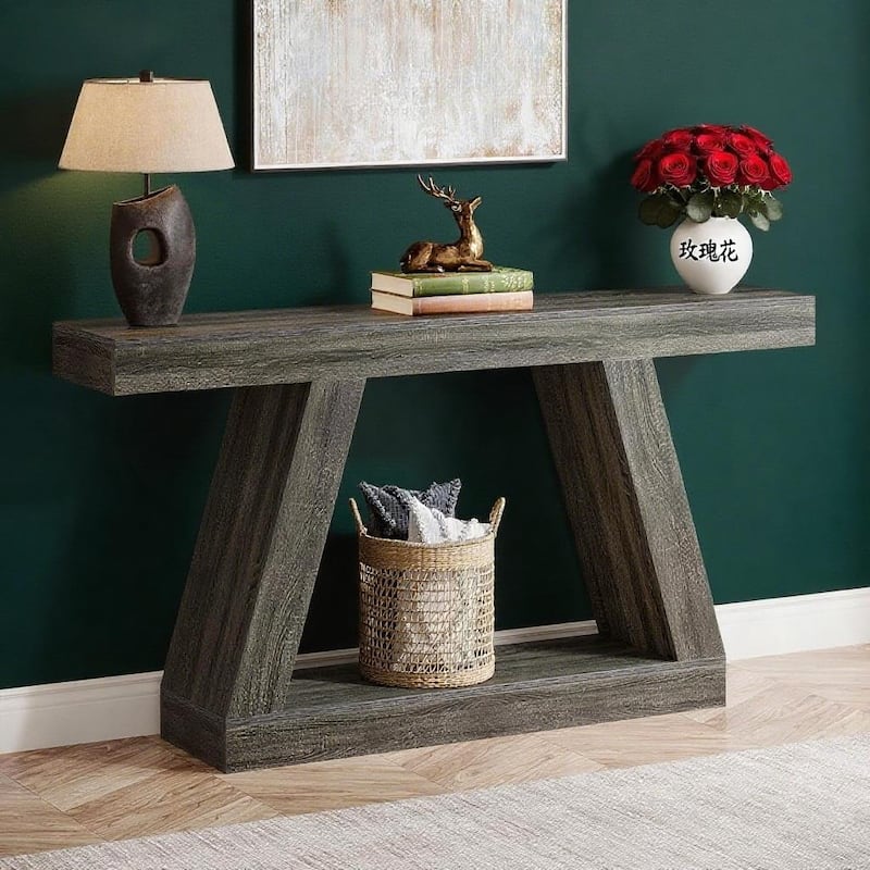MDF Console Table with Farmhouse Rustic Style abd Storage - 55.12"W x 11.81"D x 31.5"H