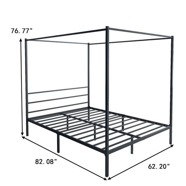 Canopy Bed Frame Queen Size 4 Poster Modern Post Corner With Headboard