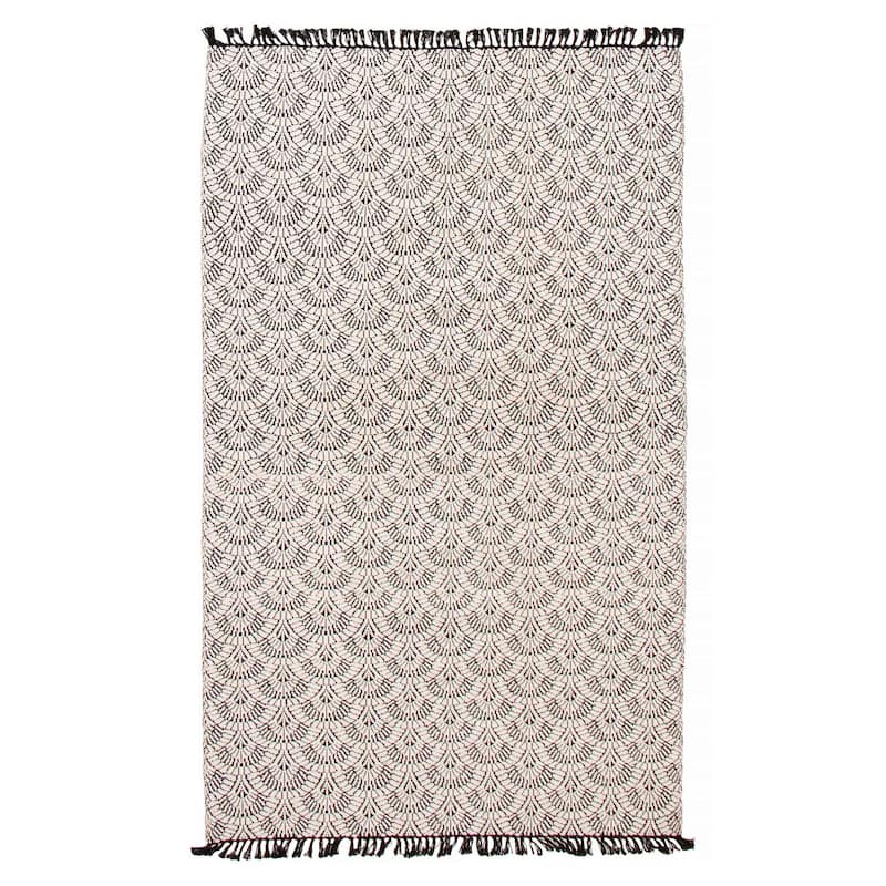 ECARPETGALLERY Flat-Weave Marrakech White Wool Kilim - 4'11 x 8'2 - White - 4'11 x 8'2