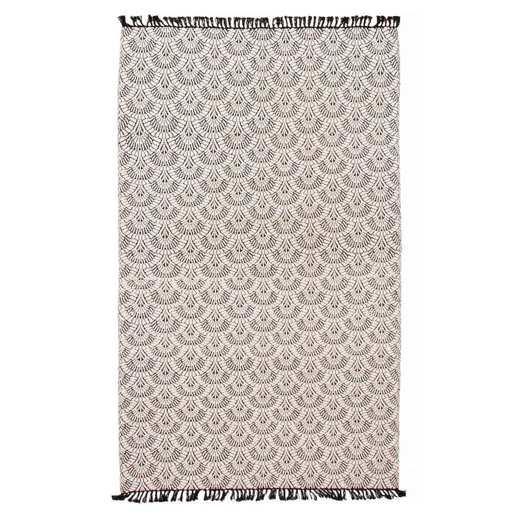 ECARPETGALLERY Flat-Weave Marrakech White Wool Kilim - 4'11 x 8'2