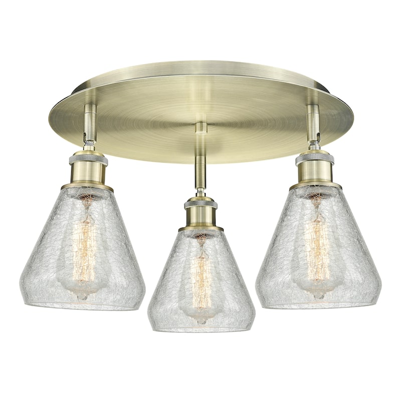 Innovations Lighting Conesus - 3 Light 18" Flush Mount - Antique Brass