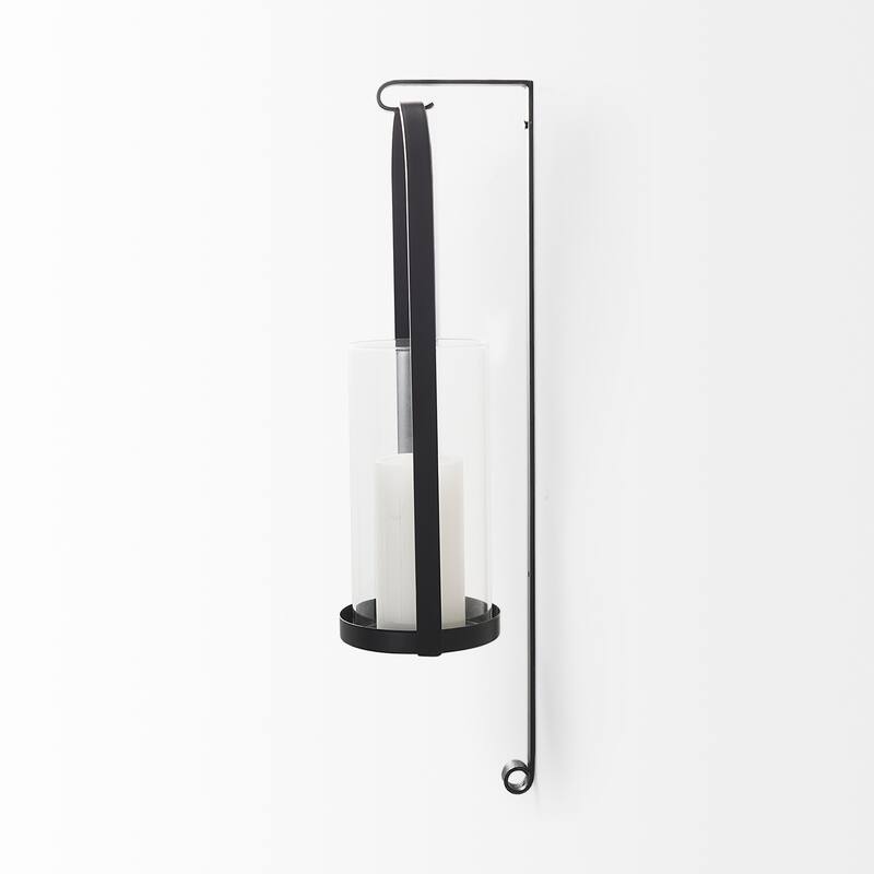 Kero Black Metal Wall Candle Holder - 5.9L x 6.9W x 24.0H