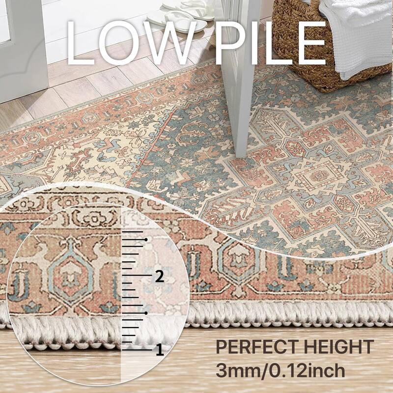 Mcow Vintage Boho Distressed Chenille Low-Pile Area Rug