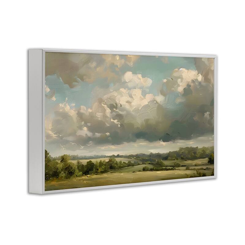 Stupell Sunlit Clouds over Countryside Framed Giclee Art Design By LSR Creative Studio