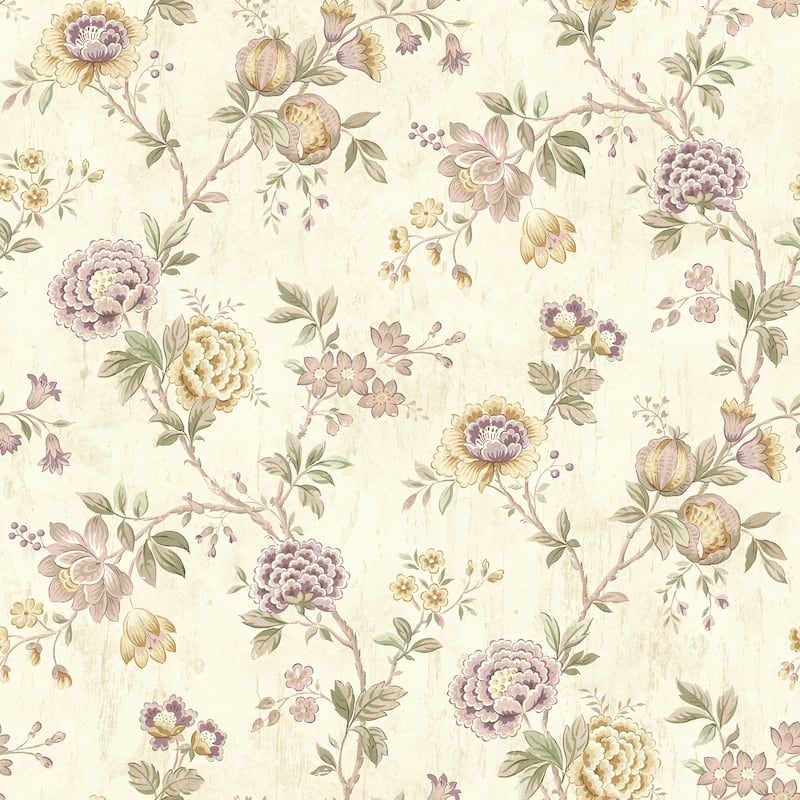 Barstow, Chrysanthemum Ruby Jacobean, 33' L X 20.5 W, Wallpaper Roll
