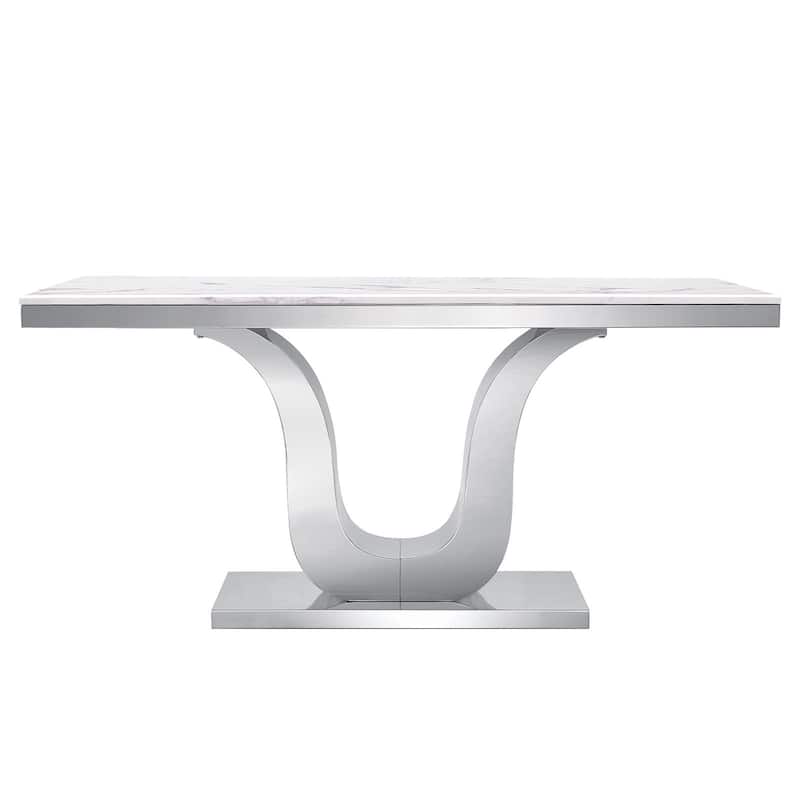 Luxury dining table with Polish Stainless Steel Metal U-Base