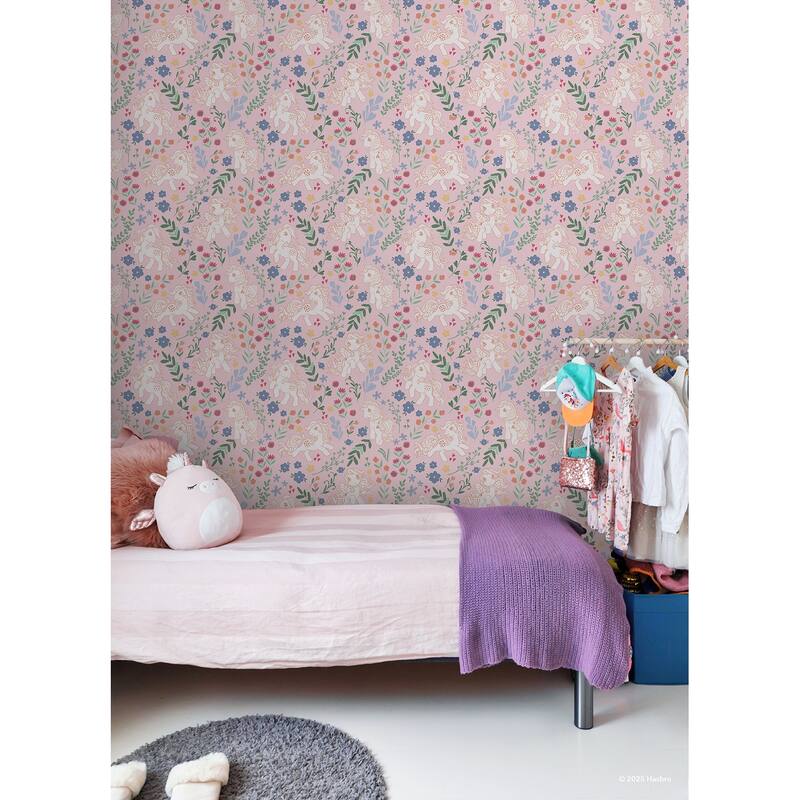 RoomMates My Little Pony Retro Floral Pink Peel and Stick Wallpaper