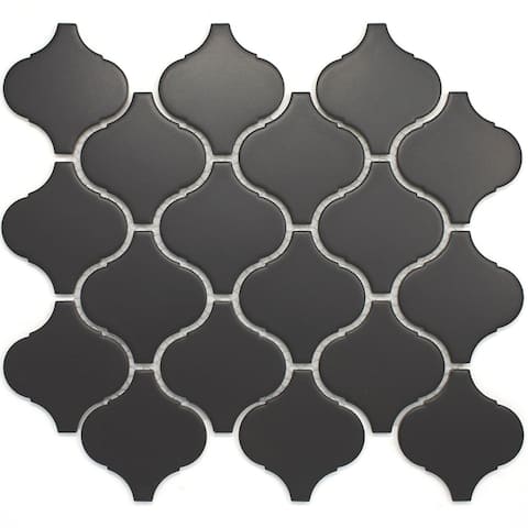 TileGen. Lantern 3" x 3" Porcelain Mosaic Tile in Black Floor and Wall Tile (11 sheets/8.03sqft.)