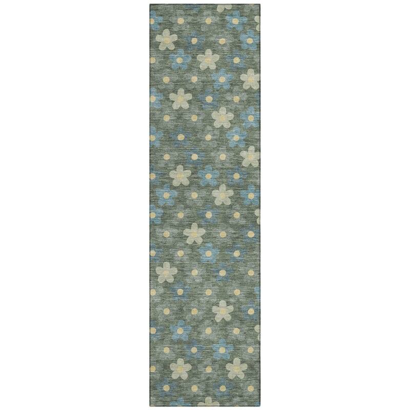 Machine Washable Indoor/ Outdoor Floral Kechi Chantille Rug