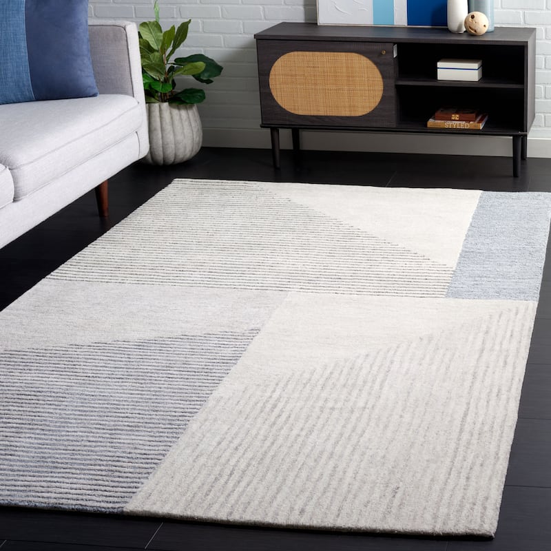 SAFAVIEH Handmade Ebony Makvala Contemporary Wool Rug - 3' x 5' - Beige/Grey