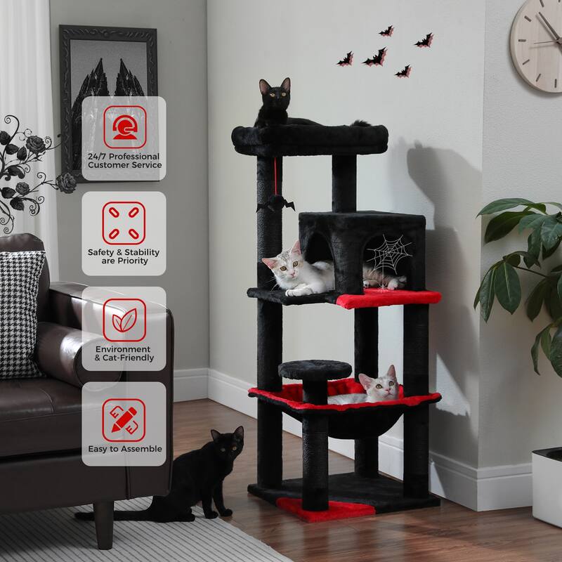 5-Level Cat Tree with Hammock, Condo, Top Perch & 4 Scratching Post