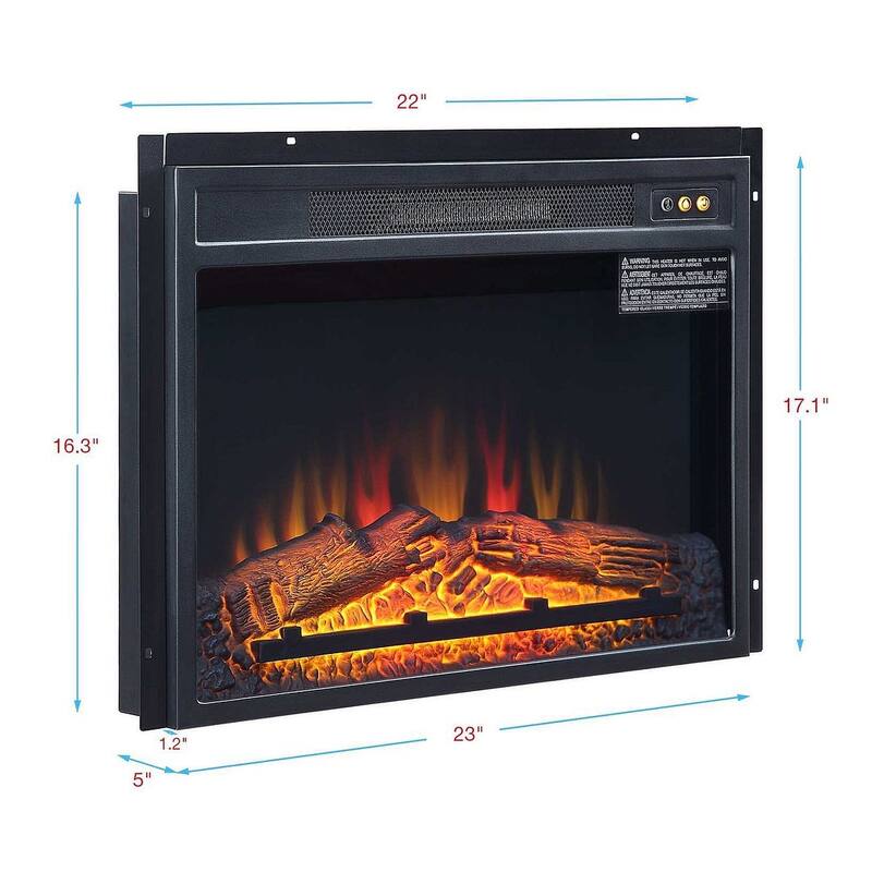 Electric 23 In. Fireplace Box with Heat Functionality