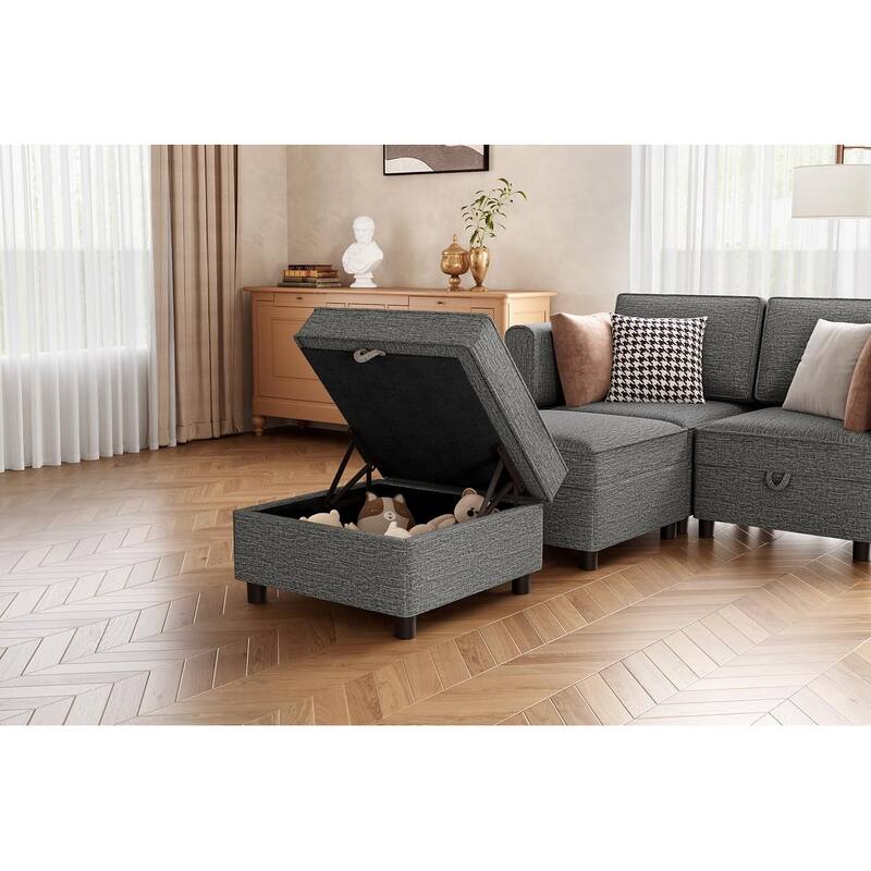 Aiden Modern Sectional Sofa with Storage Seats Upholstered Chenille Fabric