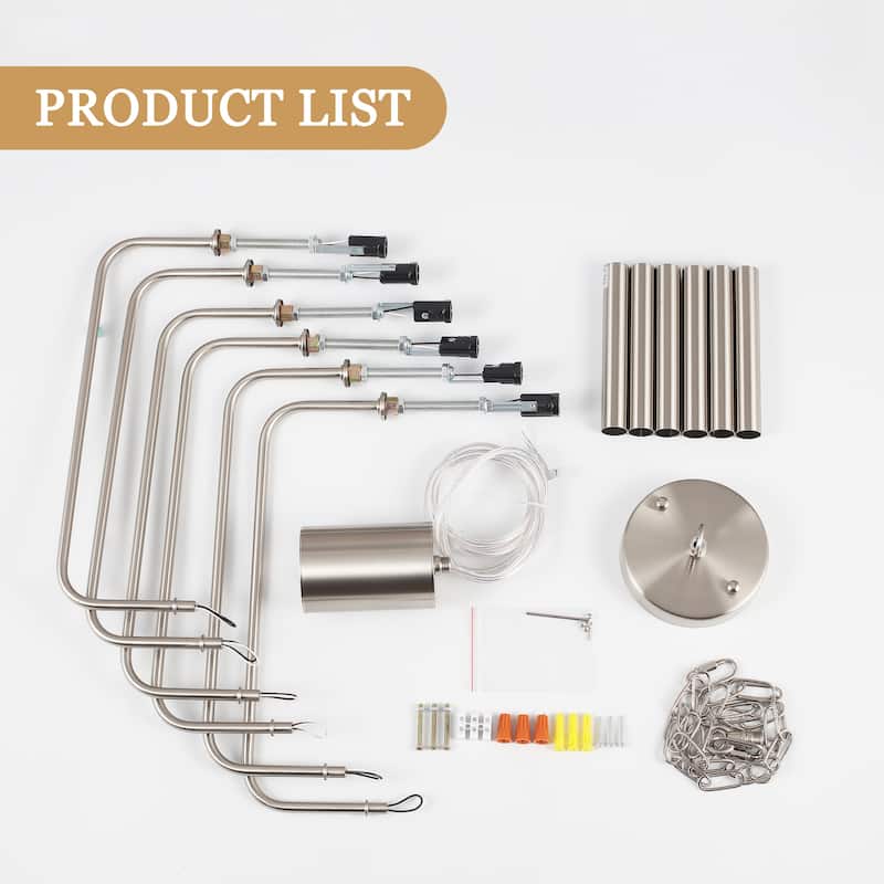 Modern 6-Light Simple Candle Chandelier for Kitchen Island, Living Room, Bedroom, Foyer