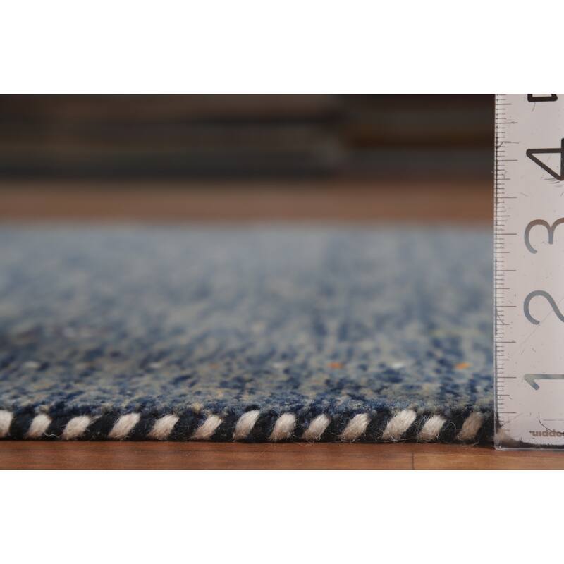 Hand Knotted Oriental 100% Wool Carpet Tribal Stripe Navy Blue & Blues Gabbeh Area Rug - 5' 10'' X 4' 0''