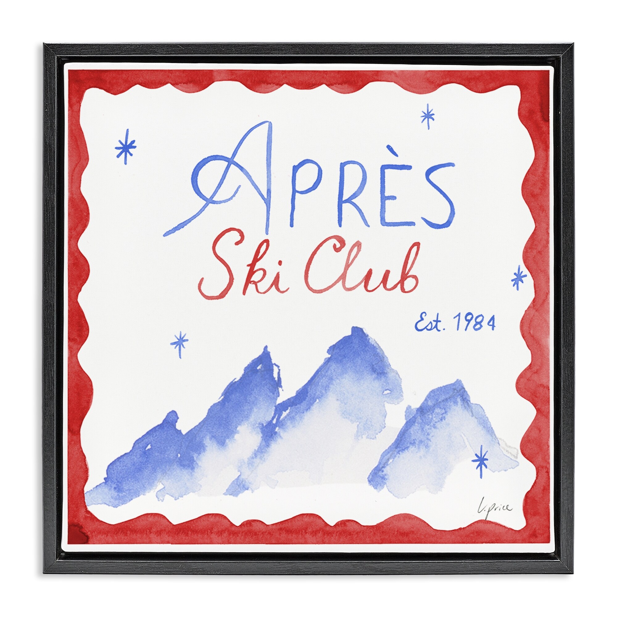 Stupell Red & Blue Apres Ski Club Framed Floater Canvas Wall Art Design By Lucille Price
