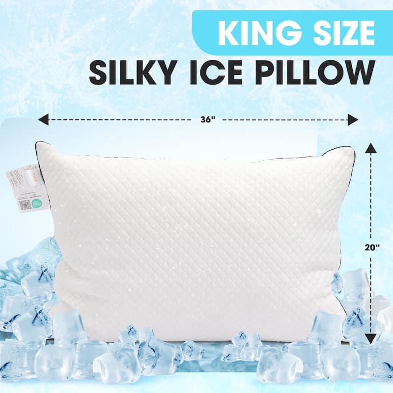Cheer Collection Cooling Ice Pillow With Shredded Foam and Soft Washable Cover