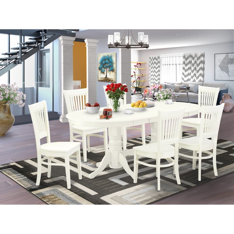 East West Furniture Dinette Set- an Oval Dining Table with and Linen Fabric Chairs, Linen White(Seat Type & Pieces Options) - VAVA7-LWH-W