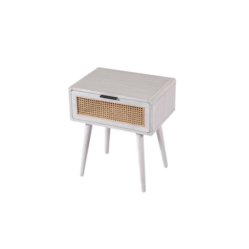 Cambria Wood and Cane End Table