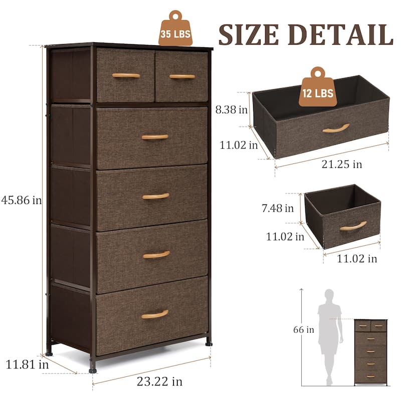 VredHom 6 Drawers Vertical Dresser Storage Tower