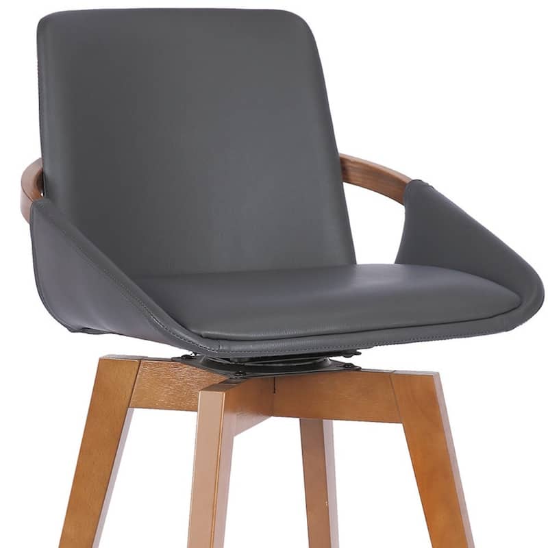 Fabric Swivel Bar Stool with Arms, Full Back and Iron Footrest Frame