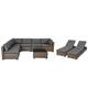 Kinbor 9Pcs Outdoor Patio All-weather Rattan Wicker Sofa Sectional & Adjustable Chaise Lounge Furniture Set - 9PC-Melange black