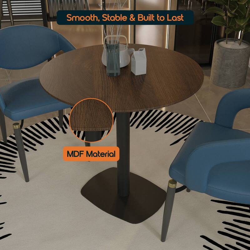 Vail Square Dining Table with 36 in. MDF Tabletop in Black Stainless Steel Square Base Accent Kitchen Table